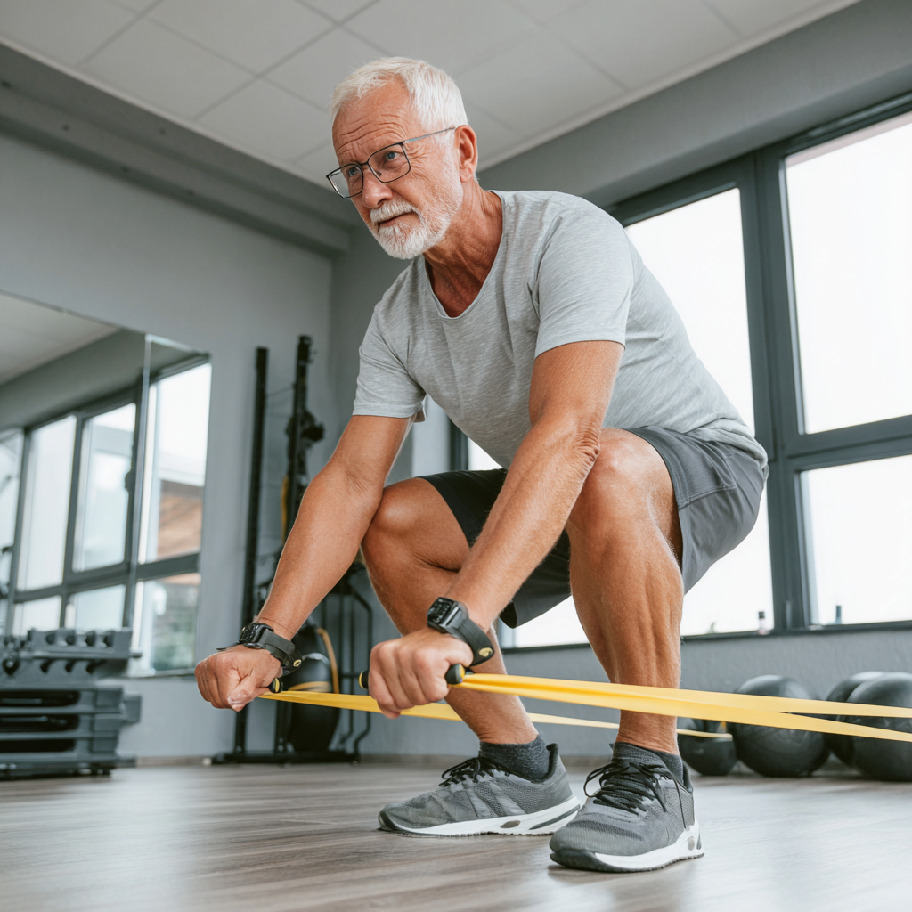 Serene elderly European couple meditating together outdoors after exercise, demonstrating mind-body connection and inner peace